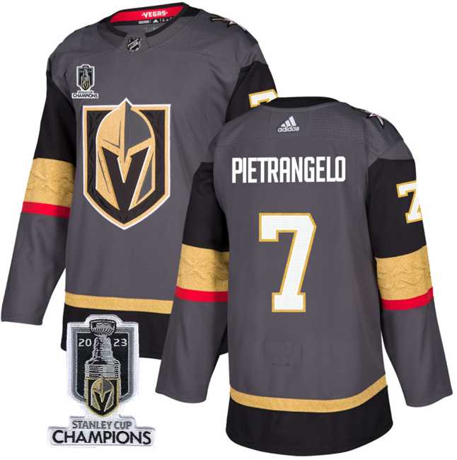 Men%27s Vegas Golden Knights #7 Alex Pietrangelo Gray 2023 Stanley Cup Champions Stitched Jersey->vegas golden knights->NHL Jersey